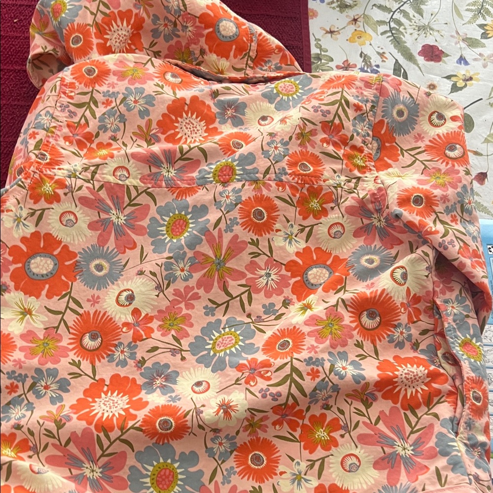Patagonia Kids Floral Hooded Jacket — Coral Pink & Orange - Picture 4 of 5